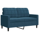 Set di Divani 3 pz con Cuscini e Rinforzi Blu in Velluto