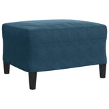 Set di Divani 3 pz con Cuscini e Rinforzi Blu in Velluto