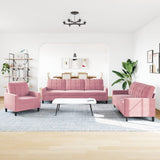 Set di Divani 3 pz con Cuscini rosa in Velluto