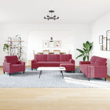 Set di Divani 4 pz con Cuscini e Rinforzi Rosso Vino in Velluto