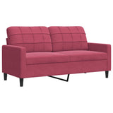 Set di Divani 4 pz con Cuscini e Rinforzi Rosso Vino in Velluto