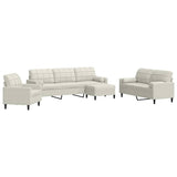 Set di Divani 4 pz con Cuscini e Rinforzi Crema in Velluto