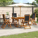 Set Pranzo da Giardino 5pz Legno Massello di Acacia e Textilene