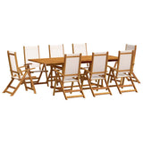 Set Pranzo da Giardino 9pz Legno Massello di Acacia e Textilene