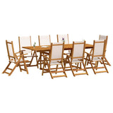 Set Pranzo da Giardino 9pz Legno Massello di Acacia e Textilene