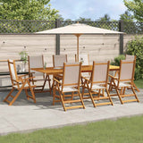 Set Pranzo da Giardino 9pz Legno Massello di Acacia e Textilene