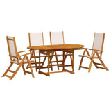 Set Pranzo da Giardino 5pz Legno Massello di Acacia e Textilene