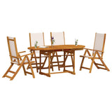 Set Pranzo da Giardino 5pz Legno Massello di Acacia e Textilene