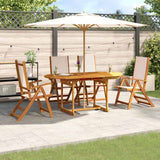 Set Pranzo da Giardino 5pz Legno Massello di Acacia e Textilene