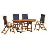 Set Pranzo da Giardino 5pz Legno Massello di Acacia e Textilene