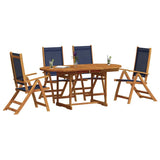 Set Pranzo da Giardino 5pz Legno Massello di Acacia e Textilene