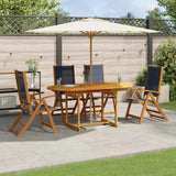 Set Pranzo da Giardino 5pz Legno Massello di Acacia e Textilene