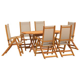 Set Pranzo da Giardino 7pz Legno Massello di Acacia e Textilene