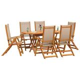 Set Pranzo da Giardino 7pz Legno Massello di Acacia e Textilene