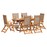Set Pranzo da Giardino 7pz Legno Massello di Acacia e Textilene
