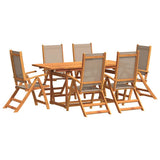 Set Pranzo da Giardino 7pz Legno Massello di Acacia e Textilene
