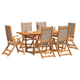 Set Pranzo da Giardino 7pz Legno Massello di Acacia e Textilene