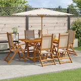 Set Pranzo da Giardino 7pz Legno Massello di Acacia e Textilene