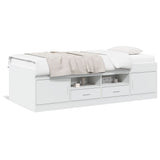 Divano Letto con Cassetti senza Materasso Bianco 90x200 cm