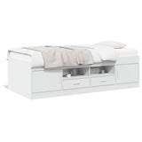 Divano Letto con Cassetti senza Materasso Bianco 90x190 cm