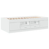 Divano Letto con Cassetti senza Materasso Bianco 90x190 cm