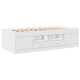 Divano Letto con Cassetti senza Materasso Bianco 75x190 cm
