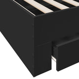 Giroletto con Cassetti Nero 150x200 cm in Legno truciolato