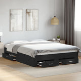 Giroletto con Cassetti Nero 150x200 cm in Legno truciolato