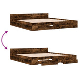 Giroletto con Cassetti Rovere Fumo 180x200 cm Legno truciolato