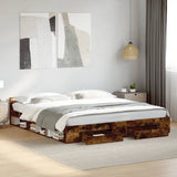 Giroletto con Cassetti Rovere Fumo 180x200 cm Legno truciolato