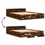 Giroletto con Cassetti Rovere Fumo 160x200 cm Legno truciolato