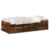 Divano Letto con Cassetti senza Materasso Rovere Fumo 90x190 cm