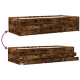 Divano Letto con Cassetti senza Materasso Rovere Fumo 90x190 cm