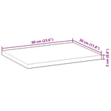 Ripiano a Parete 60x30x2 cm Legno Massello Acacia Non Trattato