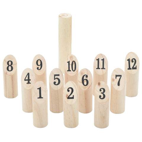 Set Gioco Kubb Numerici 13pz con Custodia Legno Massello Pino