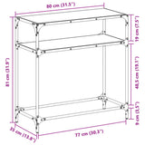 Tavolino Consolle con Piano in Vetro Nero 80x35x81cm in Acciaio