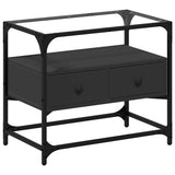 Mobile TV con Piano in Vetro Nero 60x35x51 cm Legno truciolato