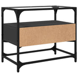 Mobile TV con Piano in Vetro Nero 60x35x51 cm Legno truciolato