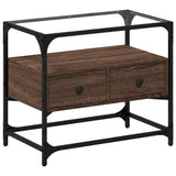 Mobile TV Piano Vetro Rovere Marrone 60x35x51 Legno truciolato