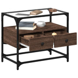 Mobile TV Piano Vetro Rovere Marrone 60x35x51 Legno truciolato