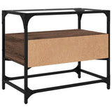 Mobile TV Piano Vetro Rovere Marrone 60x35x51 Legno truciolato
