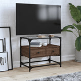 Mobile TV Piano Vetro Rovere Marrone 60x35x51 Legno truciolato