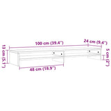 Supporto Monitor Marrone Cera 100x24x13 cm Legno Massello Pino