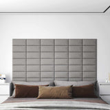 Testiera da Parete 12 pcs 30 x 15 cm Grigio chiaro Tessuto