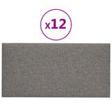 Testiera da Parete 12 pcs 30 x 15 cm Grigio chiaro Tessuto
