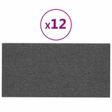Testiera da Parete 12 pcs 30 x 15 cm Grigio scuro Tessuto
