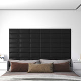 Testiera da Parete 12 pcs 30 x 15 cm Nero Tessuto