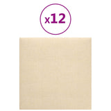 Testiera da Parete 12 pcs Crema 30 x 30 cm Tessuto