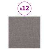 Testiera da Parete 12 pcs 30 x 30 cm Grigio chiaro Tessuto