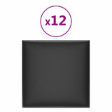 Testiera da Parete 12 pcs Nero 30 x 30 cm Tessuto